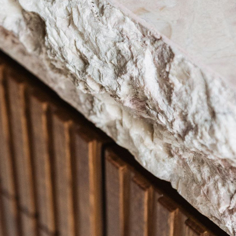 Close-up of a chocolate bar with a marble surface